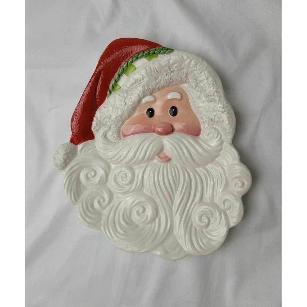 Fitz & Floyd Holiday Cheer~Santa Porcelain Cookie Plate Dish~2008